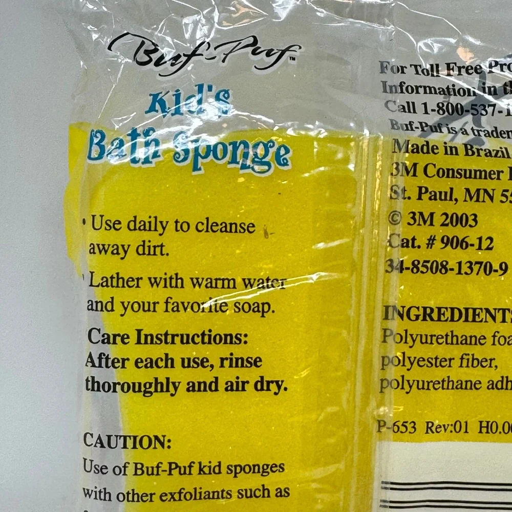 Buf Puff Kids Bath Sponge 1 Sponge Yellow Duck Boat Frog Bubbles 3M 2003